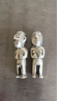 Zwei Akan Fruchtbarkeits Figuren weissbronze