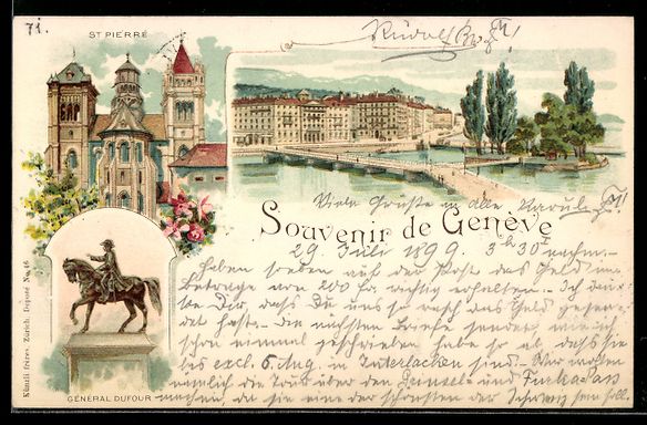 Cartoline postali: Litho Geneve, St. Pierre, Général Dufo – Usato da Berlin venduto da bartko-reher