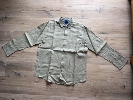 Olymp Casual Herren Hemd XL – 100 % Leinen – Salbei-/Khaki