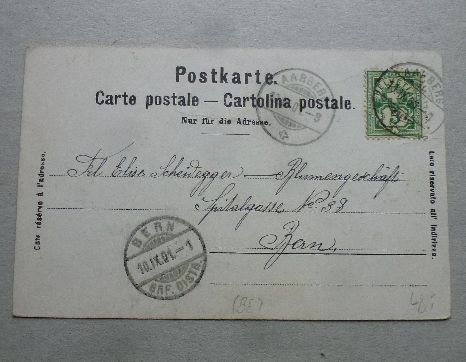 Cartoline postali: Ansichtskarte aus Aarberg BE, 1901 – Usato da Walkringen venduto da Casablanca777 1