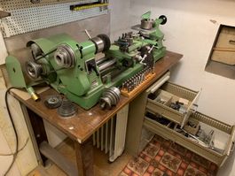 Lesto schweizer Präzisions-Drehbank mit Zubehör und Werkbank