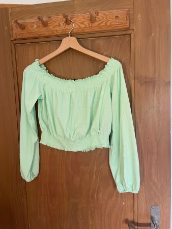 H&M Bluse Gr. M, Off-Shoulder Look, leuchtend mintgrün