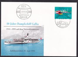 Schiffsbrief 80 Jahre Dampfschiff GALLIA Luzern 19.6.1993
