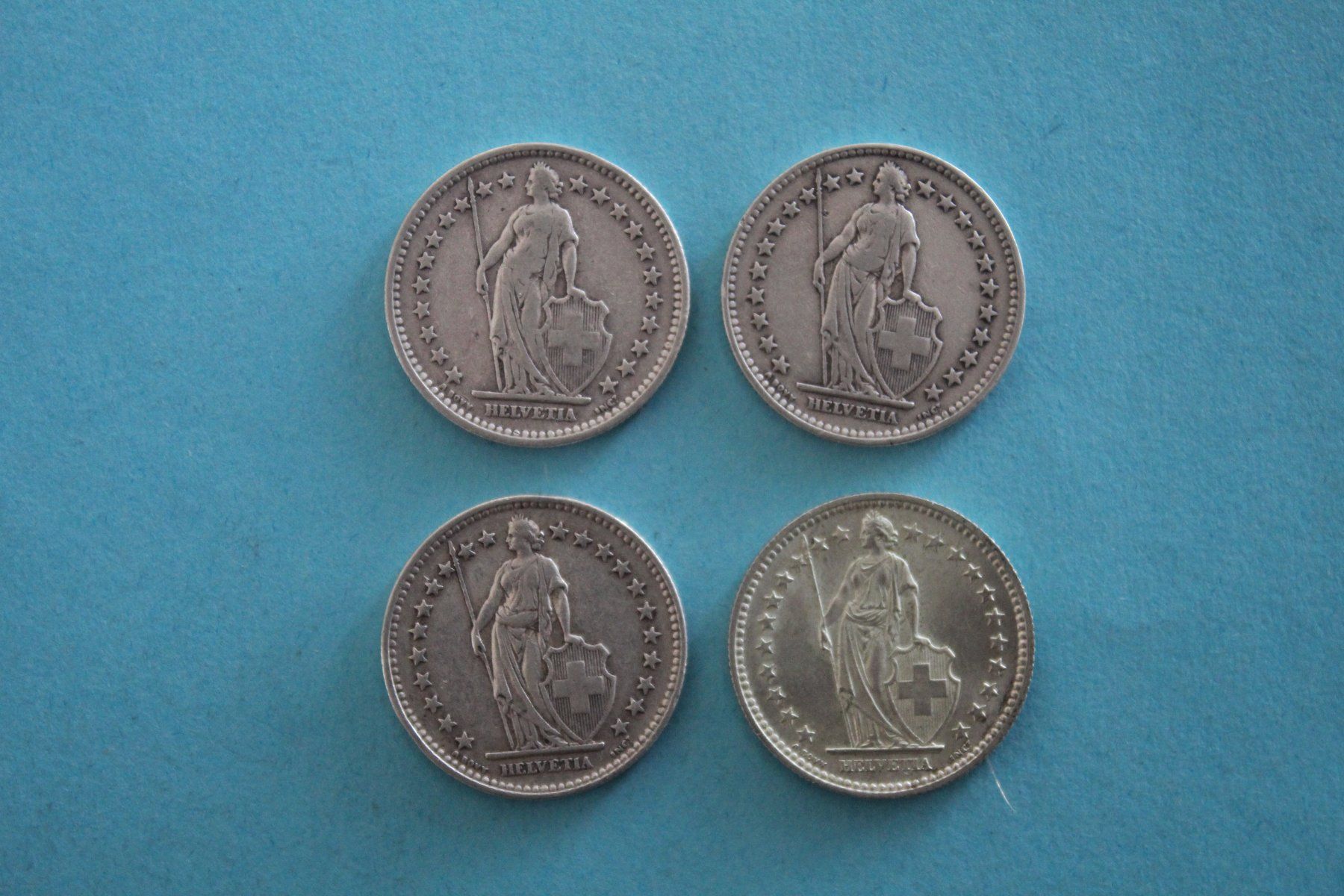 Tutti le monete: Schweiz 4 x 2 Franken ab 1907 – Usato da Orpund venduto da Julesvobulle 1