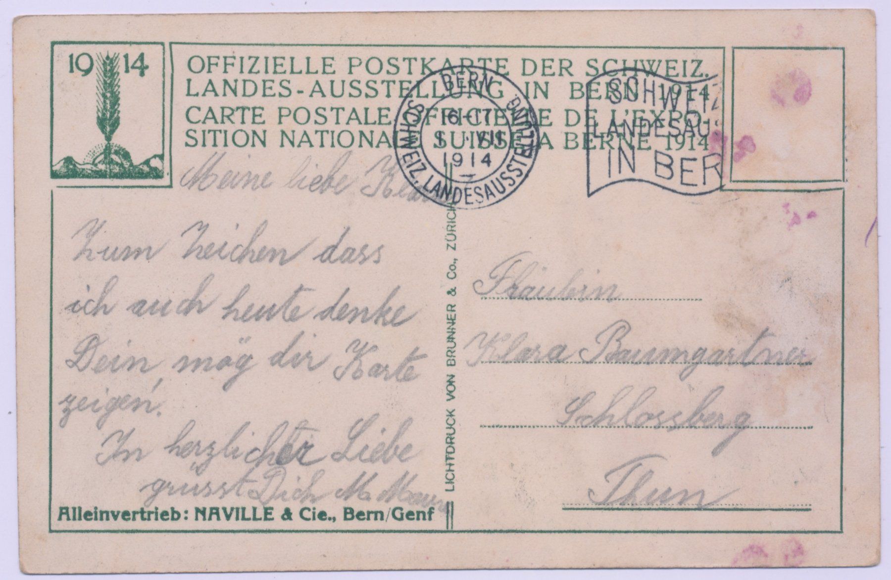 Cartoline postali: Bern 1914  Landesausstellung belebt – Usato da Lützelflüh-Goldbach venduto da blauerkranich 1