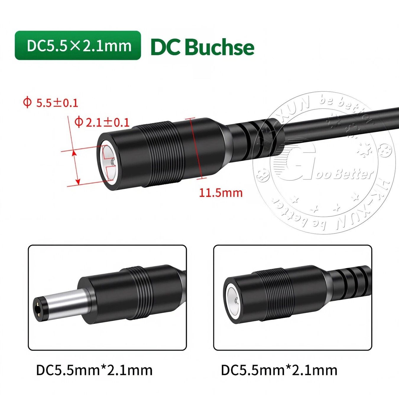 Cavi: Verlängerungskabel DC 5.5/2.1mm Stromversorgung 3meter – Nuovo (secondo la descrizione) da Kirchdorf AG venduto da Restposten110 3