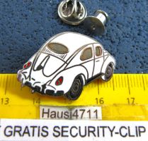 VW KÄFER WEISS AUTO OLDTIMER PIN ENAMEL MIT SCURITY-CLIP