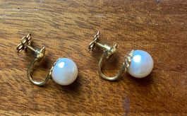 Boucles d'oreilles anciennes or et perles véritables