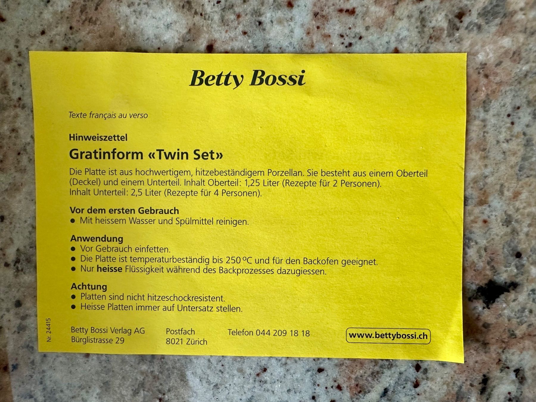 Betty Bossi Teglie da forno: BETTY BOSSI - GRATINFORM "TWIN SET" – Nuovo e nell'imballaggio originale da Spreitenbach venduto da Jessy8 2