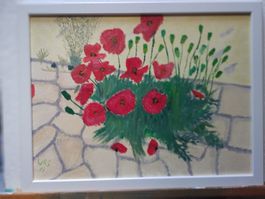 Oelgemälde 33cm x 43cm Kunststoffwechselrahmen   Monblummen