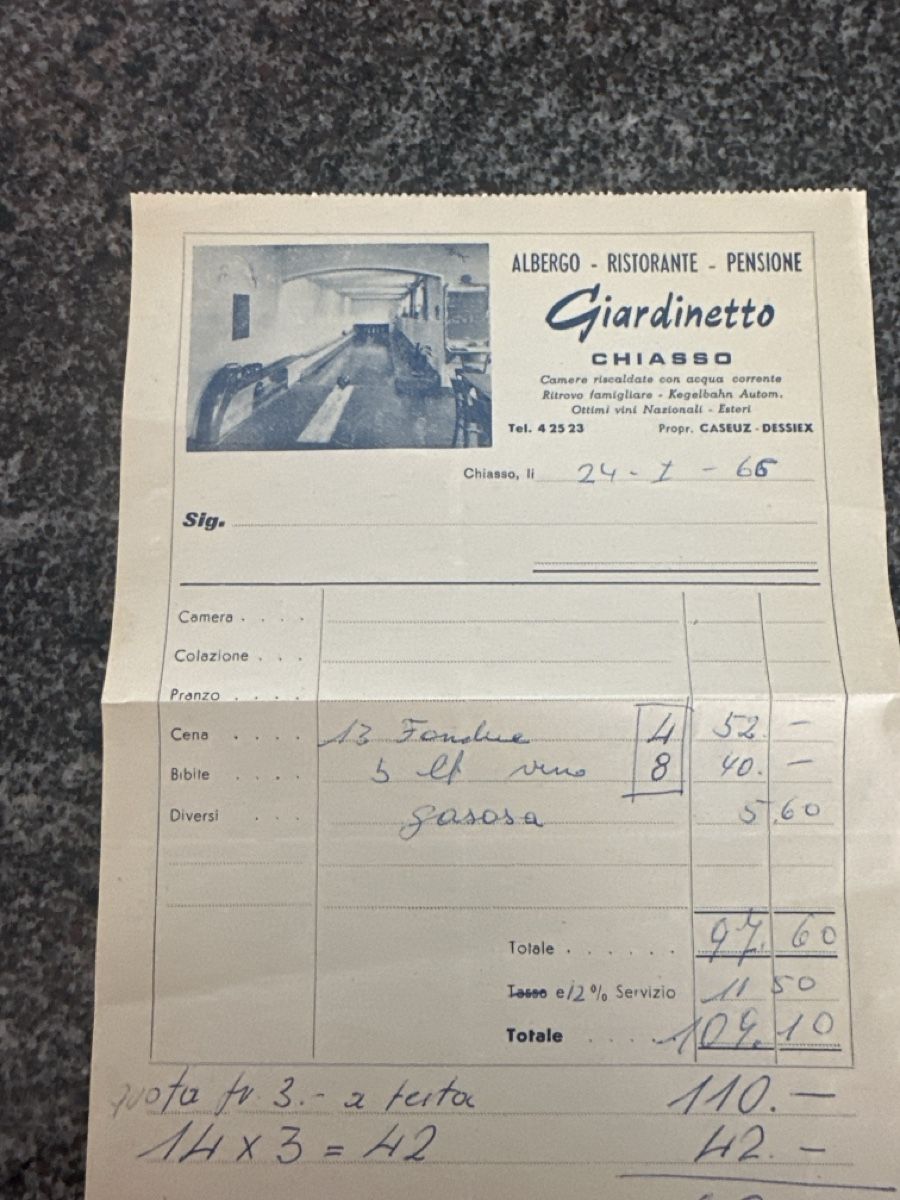 Ansichtskarten: Rist. Giardinetto Chiasso 1965 – Gebraucht aus Morbio Inferiore von Ecod