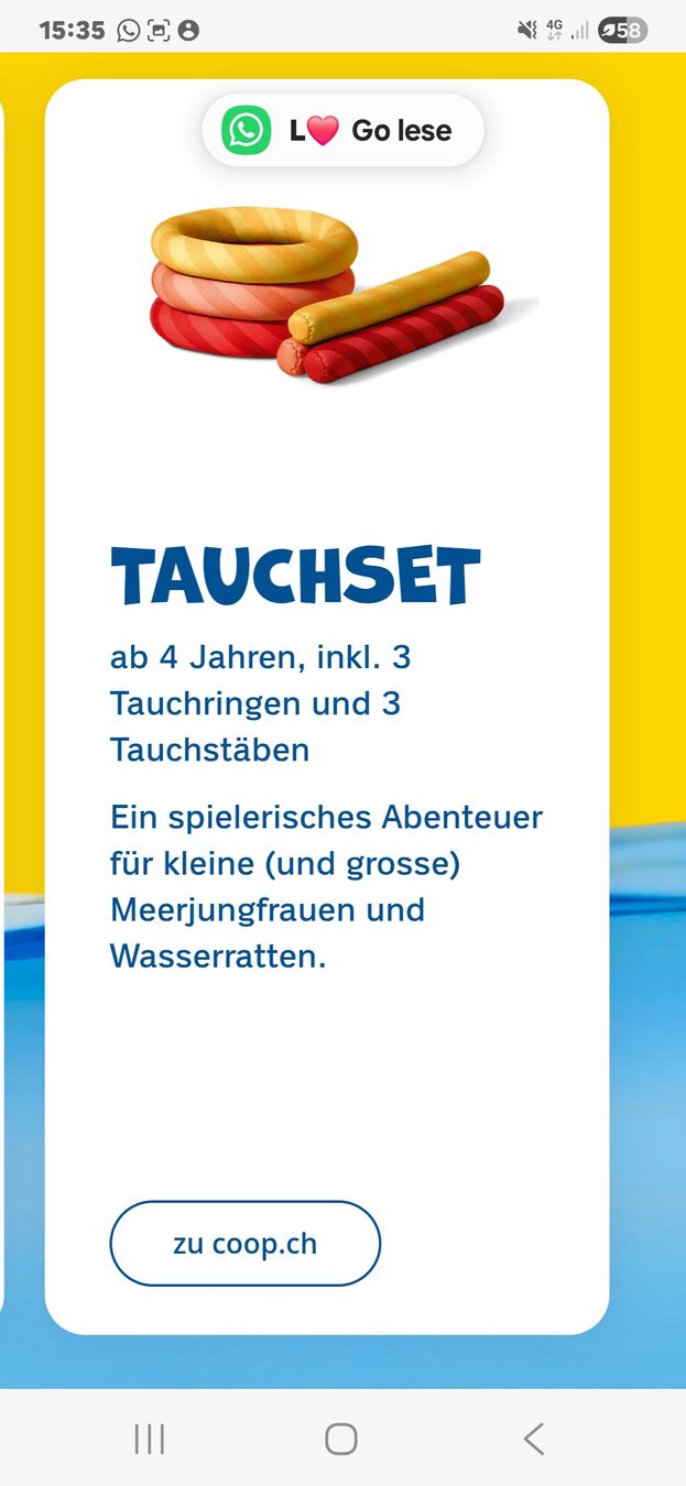 Spiele: 4 STK TAUCHSET-RINGLI COOP – Neu und originalverpackt aus Baar von Camii