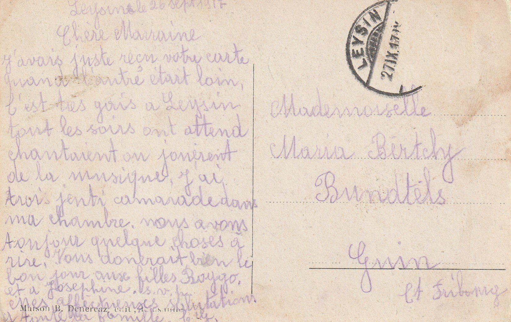 Cartoline postali: AK Leysin gel. 27.9.1917 – Usato da Fribourg venduto da schnalla92 1