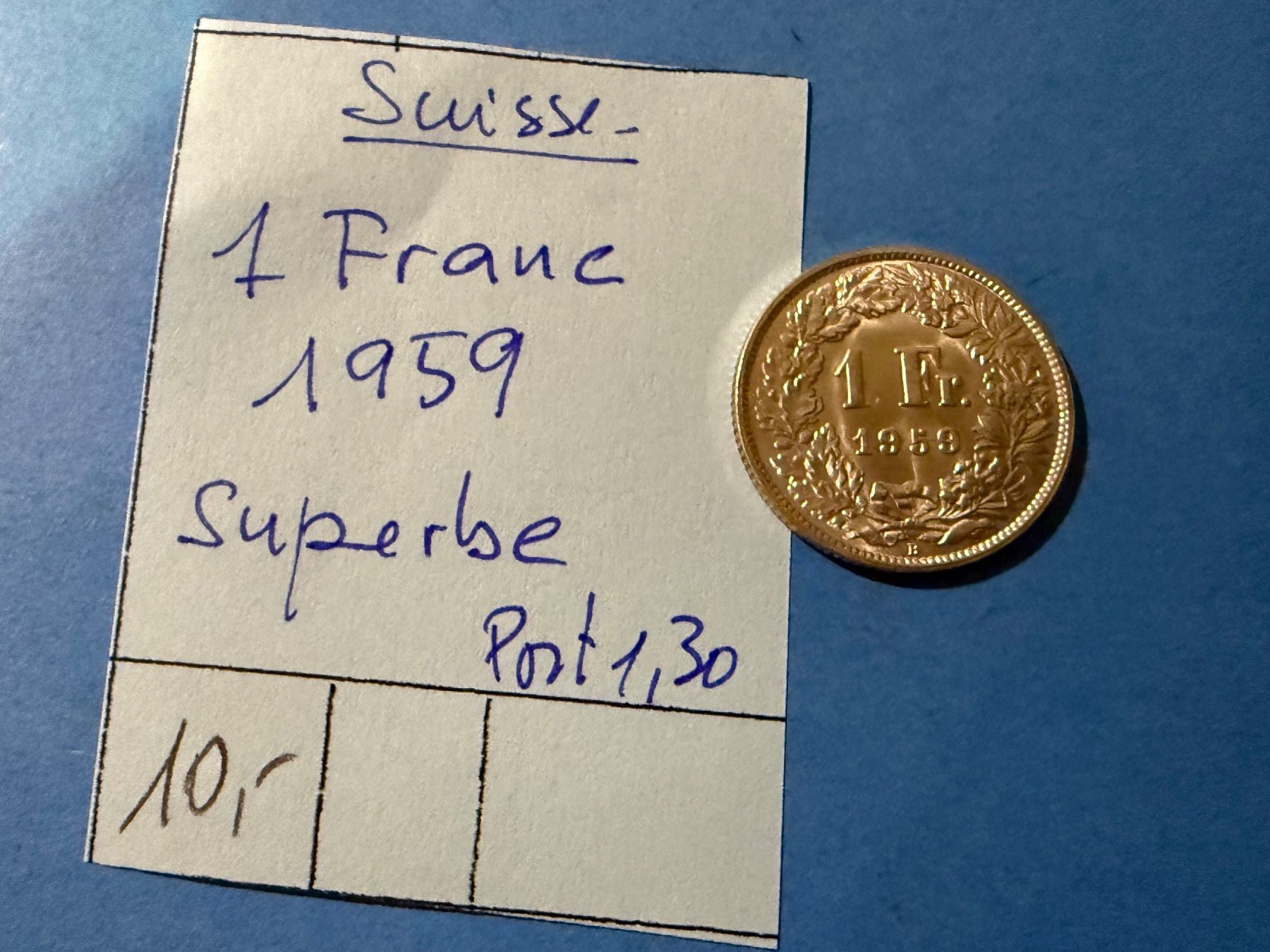 Tutti le monete: SUISSE : 1 FRANC 1959 - SUPERBE – Usato da genève venduto da GEnumist
