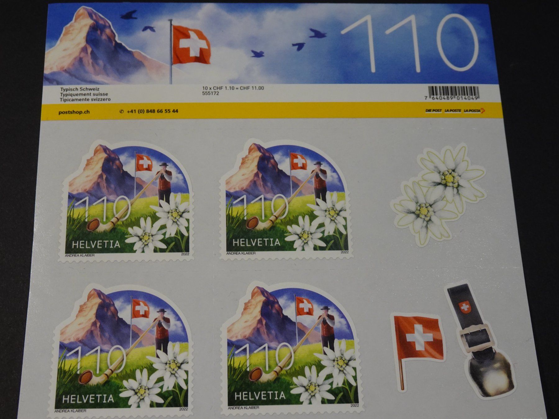 Alle Briefmarken: 2022 KLEINBOGEN POSTFRISCH MIT 8 SEPERATEN KLEBERN SCHWEIZ – Gebraucht aus Eschenbach SG von eDaisy 2