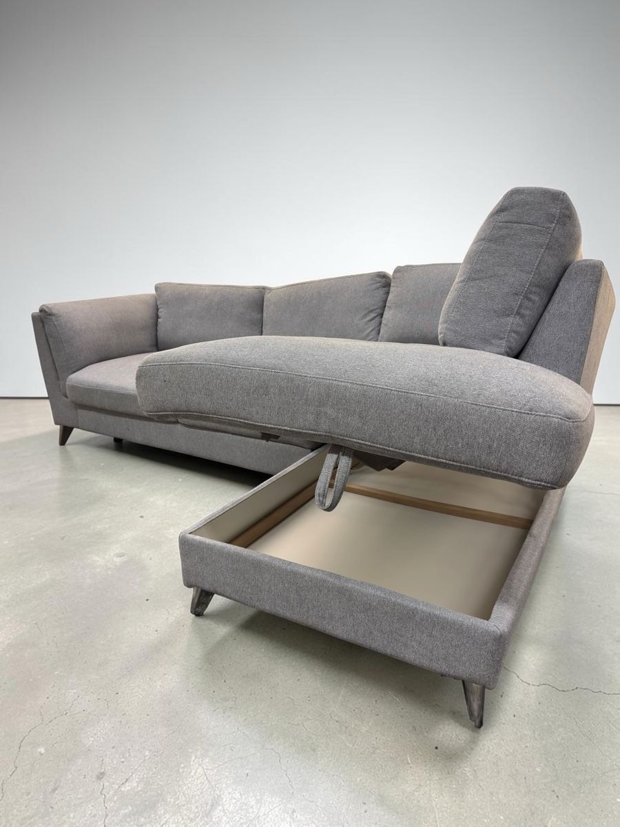 Sofas: Hellgraues Ecksofa mit Schlaffunktion und Stauraum – D'occasion à Fehraltorf par Sofalab.swiss 3
