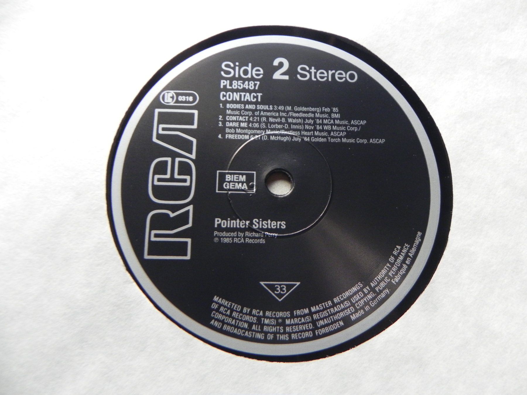Dischi in vinile: LP & Single USA Soul R&B Disco Pointer Sisters 1985 Contact – Usato da Siebnen venduto da krimsie 4