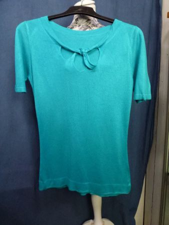 STRICK PULLOVER KURZARM SOMMER TÜRKIS GR M VISCOSE GEMISCH