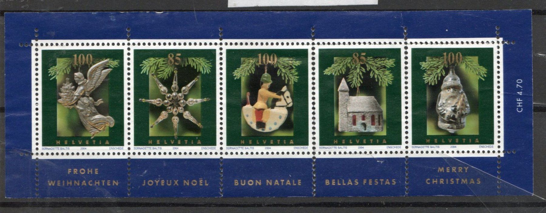 Alle Briefmarken: 2004 - Sonderblock "Weihnachtsmarken 2004" – Gebraucht aus Schaffhausen von poststamp