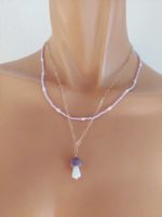 Collier Champignon Lilas/Perle - Bijou Tendance Zara