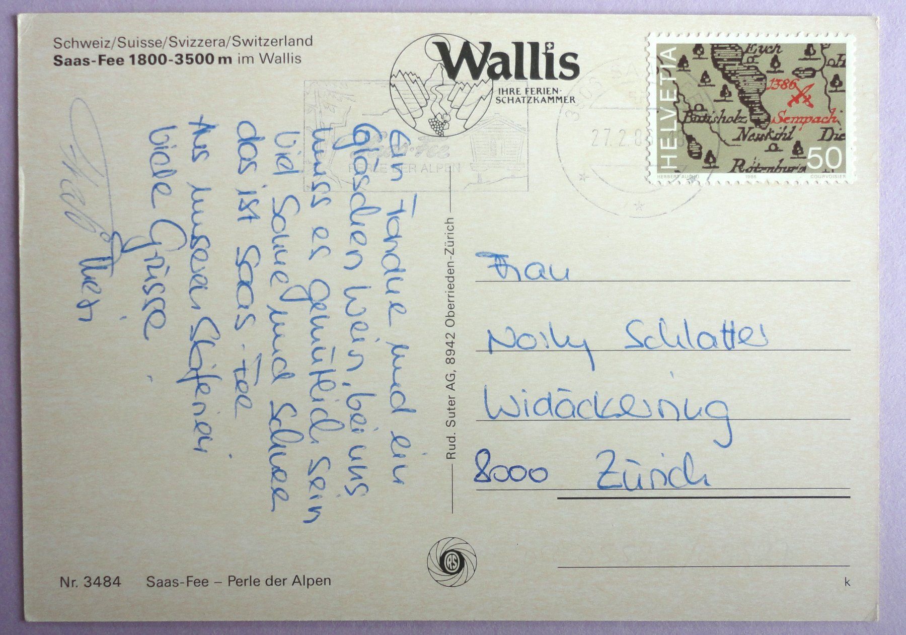 Ansichtskarten: Saas-Fee 1800-3500 m – Gebraucht aus Fétigny von Billy2miny 1