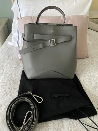 Rar: Hugo Boss Hand-/Umhängetasche Glattleder grau -silber
