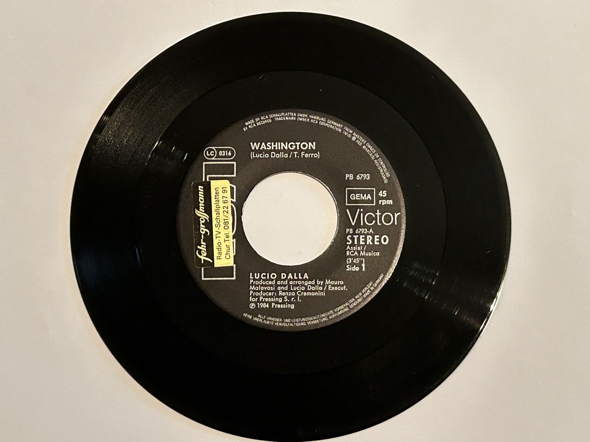 Dischi in vinile: Lucio Dalla. 1984. Washington – Usato da Faulensee venduto da Mizuno06 2