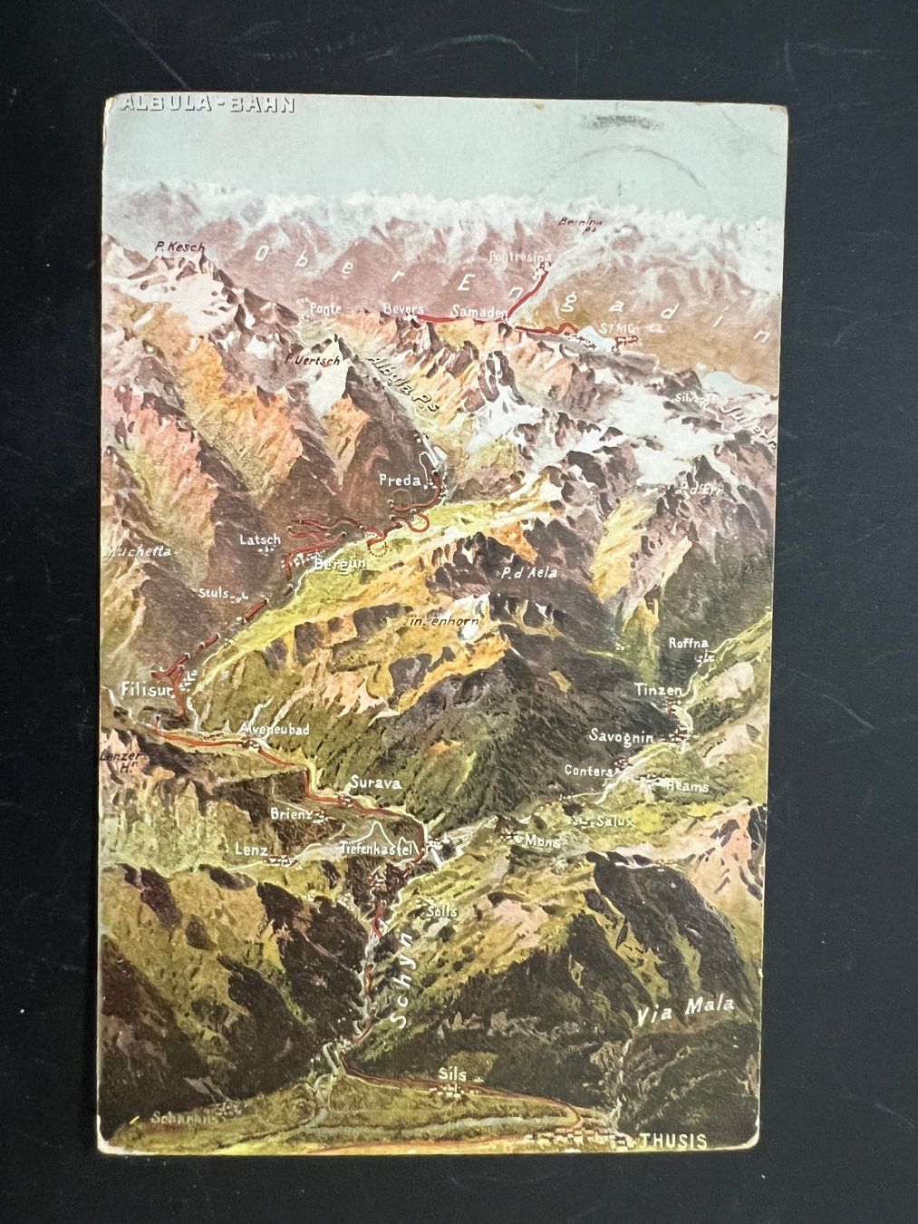 Cartoline postali: AK  1908  Panorama Albula Bahn   (G1269) – Usato da Hinwil venduto da Sidi4