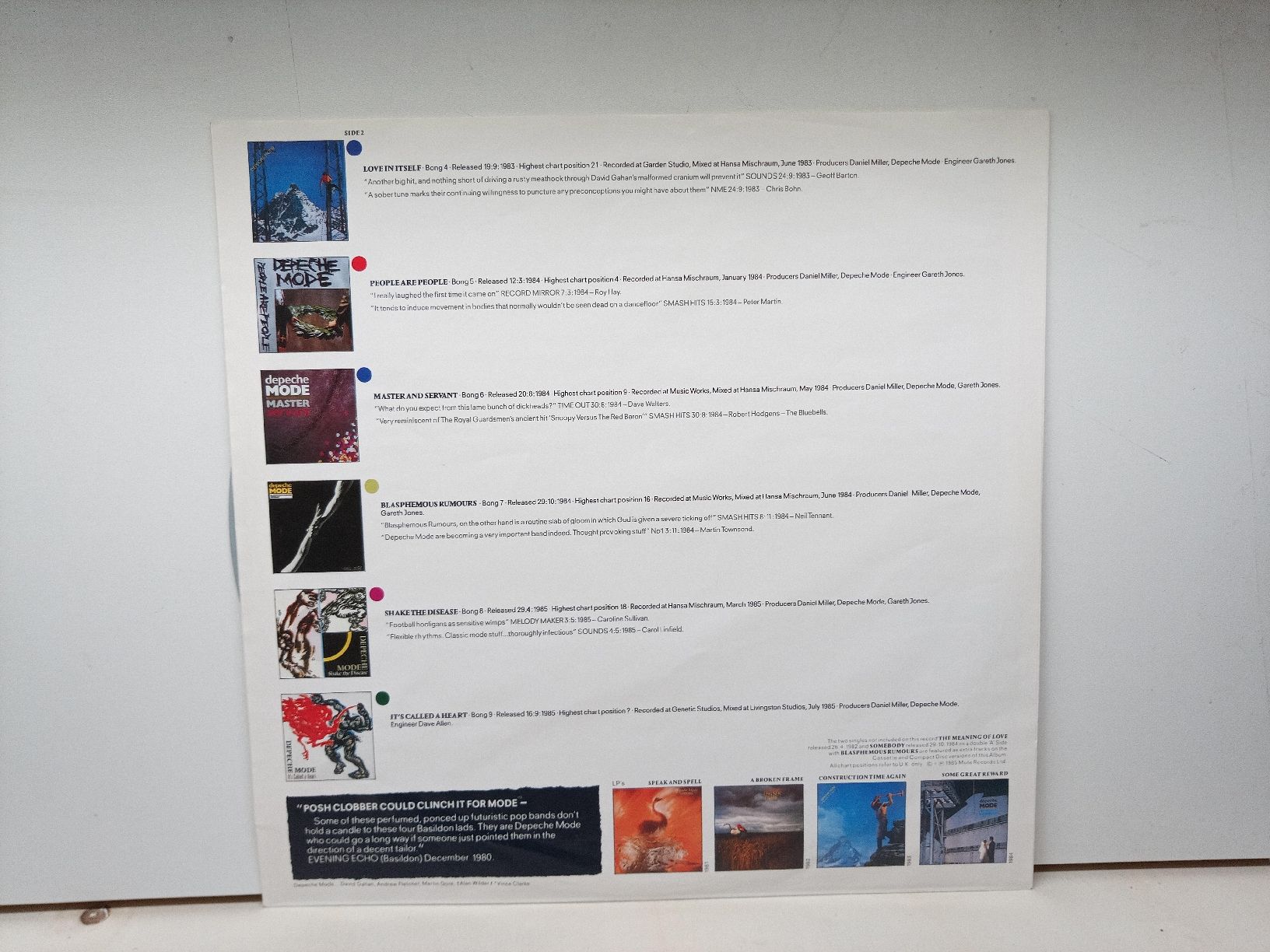 Dischi in vinile: Depeche Mode "The Singles 81-85" Graue Vinyl-LP 1985 – Usato da basel venduto da markusb07 4