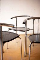 Vintage Chromstuhl Italien | Schwarz Holz | Design
