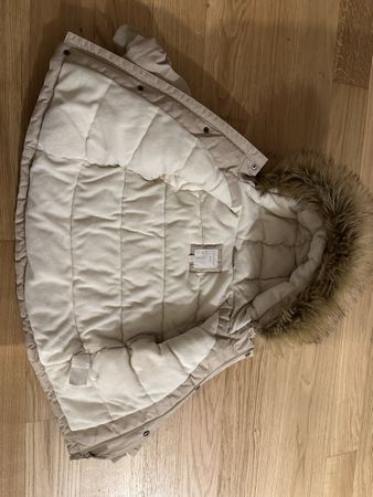 Manor Baby Winter Jacket Size 92 Beige with Fur Hood