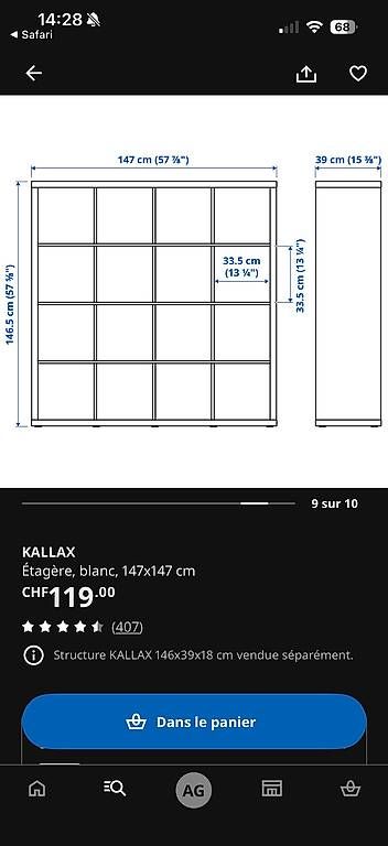 Étagères: IKEA KALLAX 4x4   – D'occasion à Chavannes-Renens par gue_cxz6 1