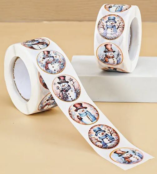 Sticker: 100 Stück wunderschöne Schneemann Sticker, Durchmesser 2.5cm – Nuovo e nell'imballaggio originale da Zollikofen venduto da Blackie 4