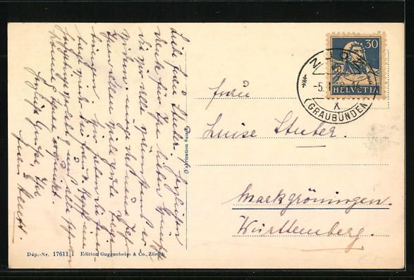 Cartoline postali: AK Zuoz, Ortsansicht mit Kirche – Usato da Berlin venduto da bartko-reher 1