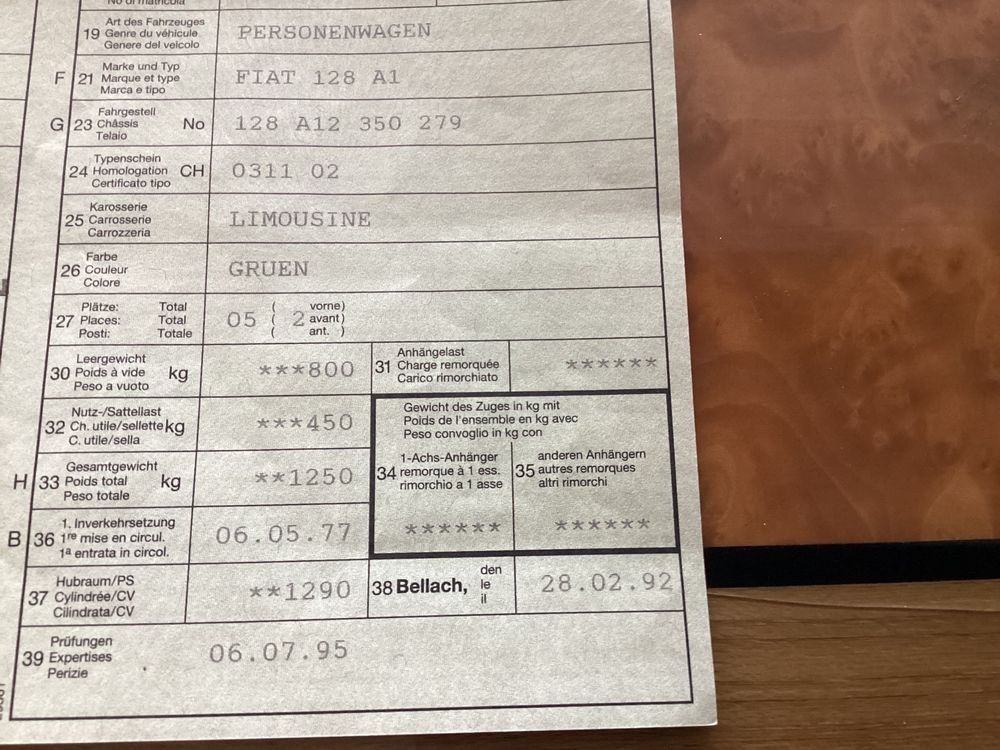 Fiat Autos: Fiat 128 1300 CL – D'occasion à Villnachern par cisd_13 8