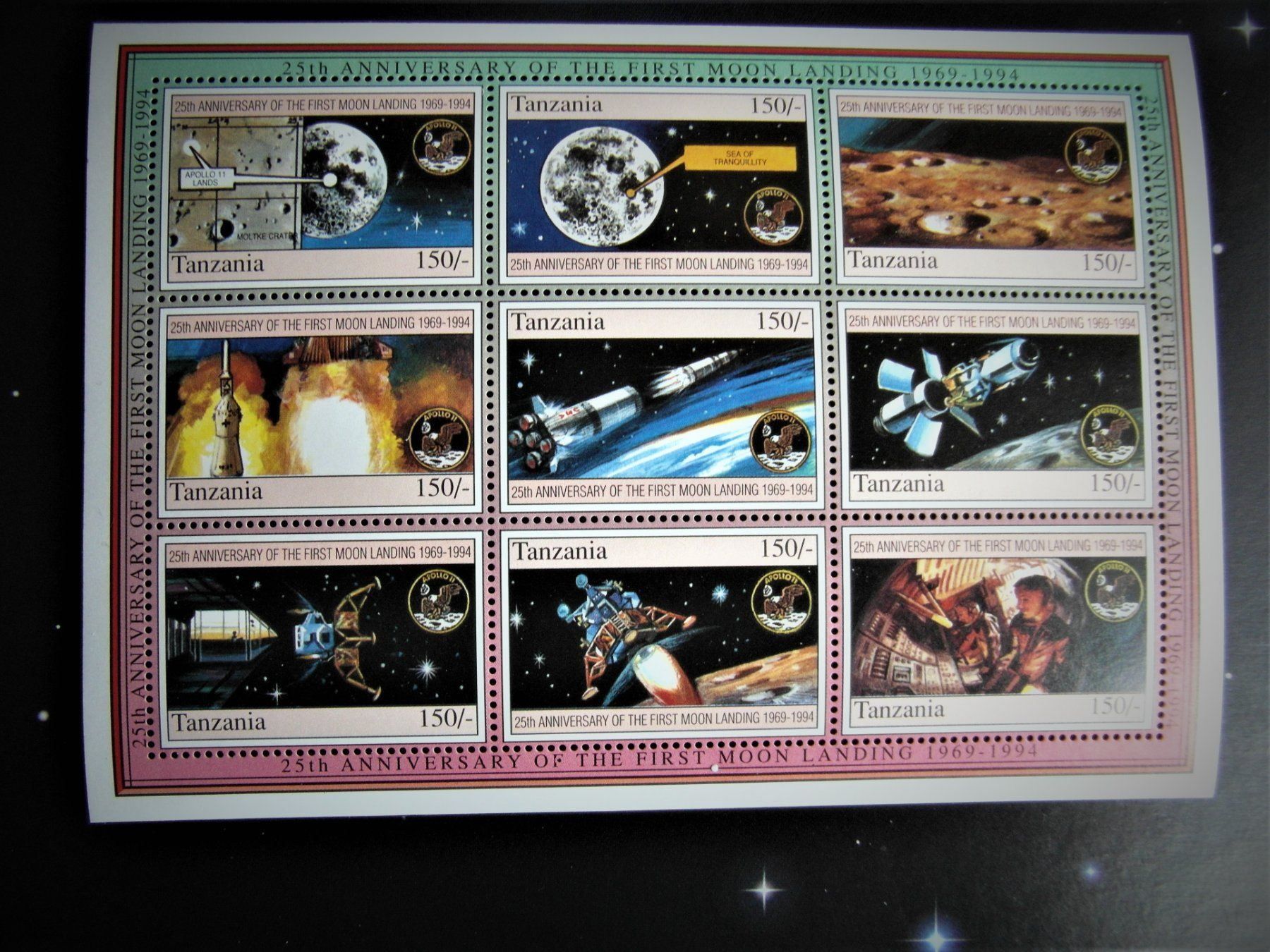 Tutti i francobolli: 3 bunte Raumfahrt Bogen Apollo 11 TANZANIA ** – Nuovo (secondo la descrizione) da Lengnau BE venduto da Lanthemann 2