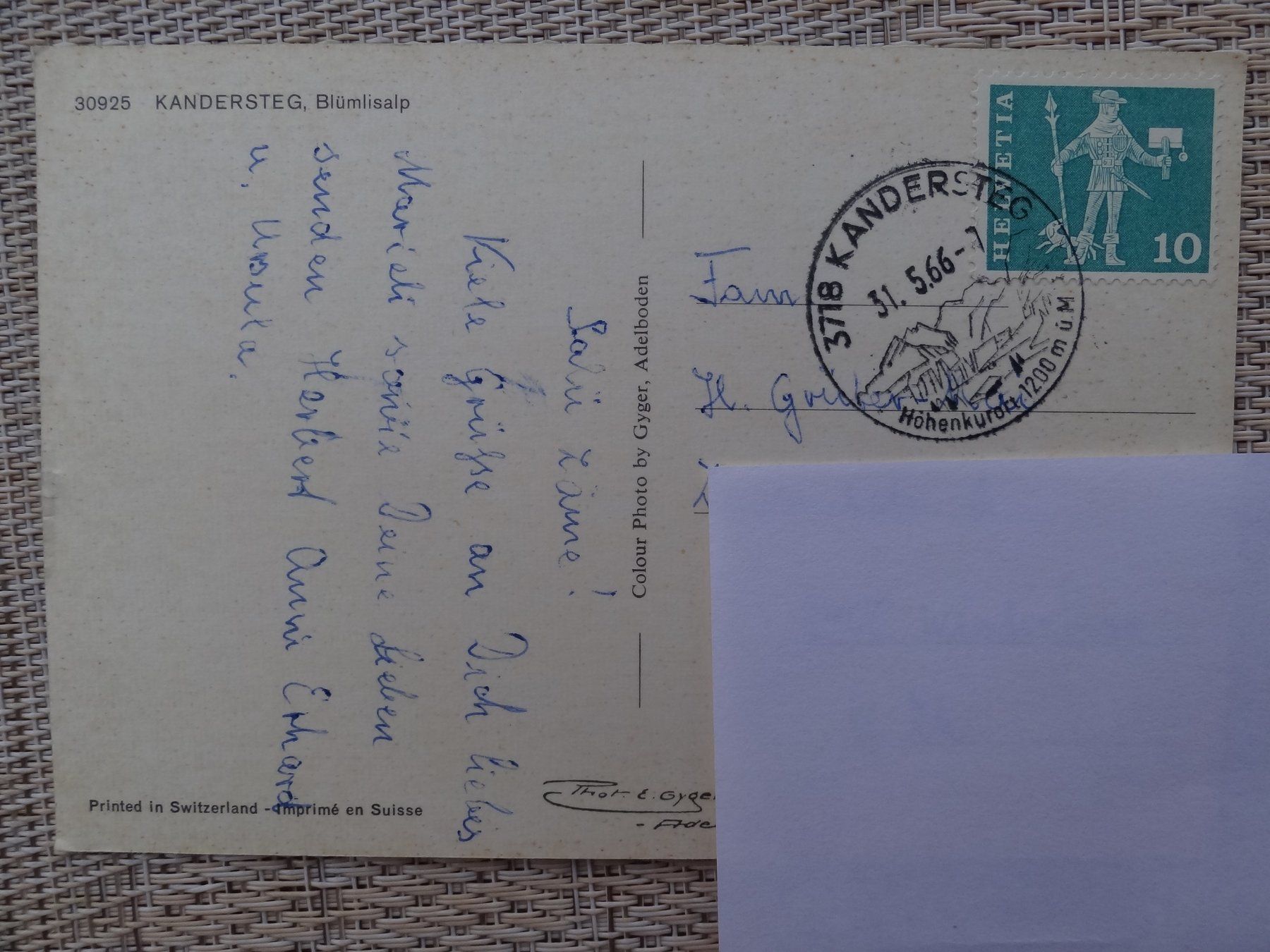 Cartoline postali: Kandersteg - 1966 – Usato da St Léonard venduto da Riglin 1