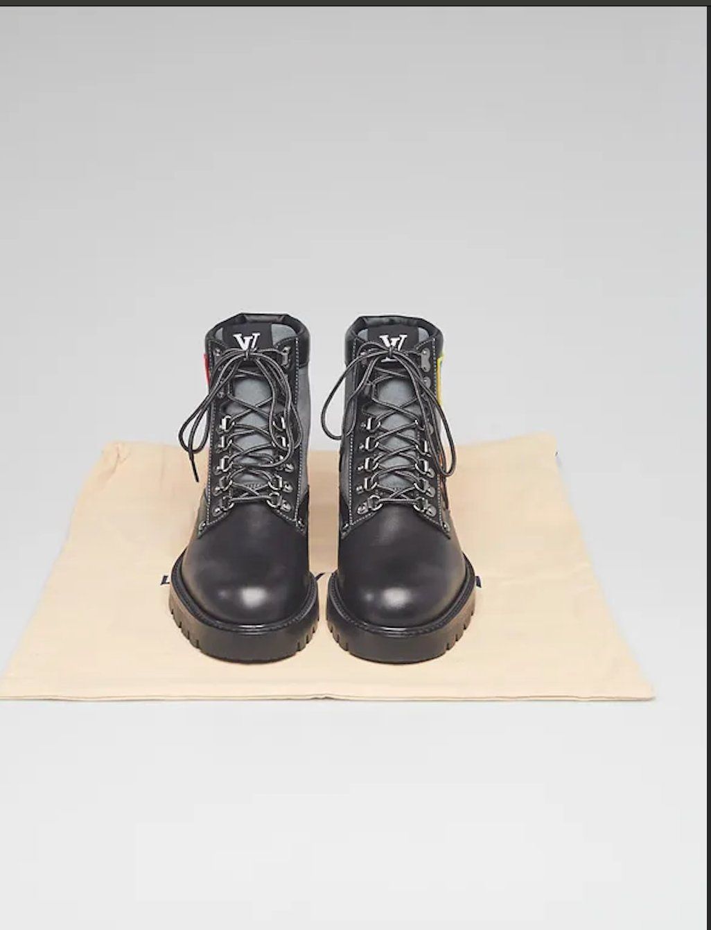 Louis Vuitton Scarpe da uomo: Louis Vuitton Oberkampf Leather Patchwork Ankle Boots Black – Usato da zuchwil venduto da mexpim 3