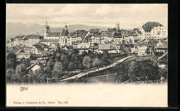 Cartoline postali: Wil, Teilansicht mit Strasse aus der Vog – Usato da Berlin venduto da bartko-reher