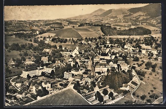 Cartoline postali: Menzingen, Teilansicht, Fliegeraufnahme – Usato da Berlin venduto da bartko-reher