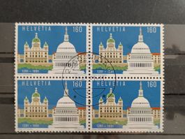 1991 Schweiz USA Viererblock Vollstempel