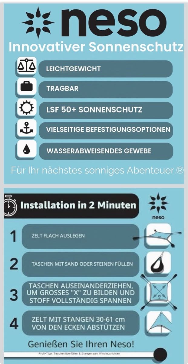 Tentes: Neso Strandzelt – Neuf avec emballage d'origine à Zürich par mya_j9b7 3