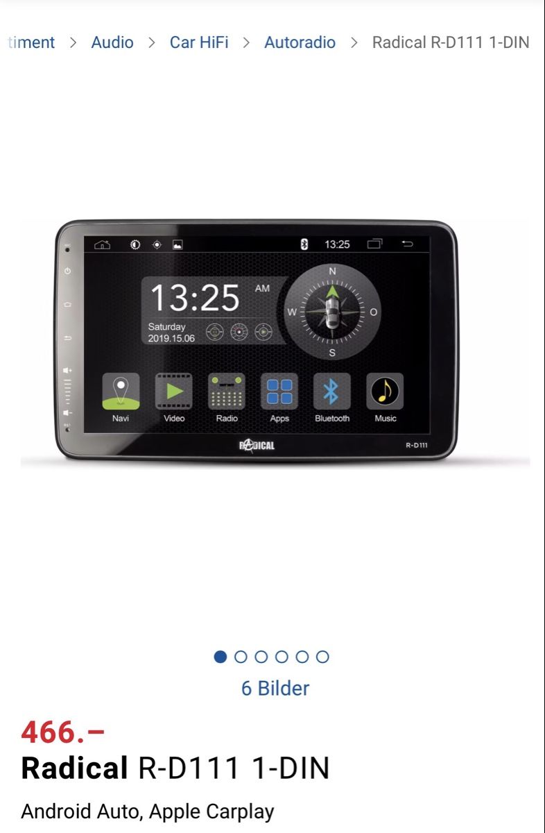 Radio: Radical R-D111 1-DIN Autoradio Android Auto Apple CarPlay – Nuovo (secondo la descrizione) da Oekingen venduto da Scarface87 5