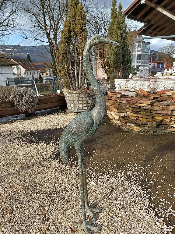 Figuren: Bronze Kranich grün – Neu (gemäss Beschreibung) aus Wangen a.Aare von Schneckenparadies