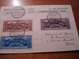 Ägypten, 1936, Brief Ersttag, Satz Anglo-Egyptian Treaty