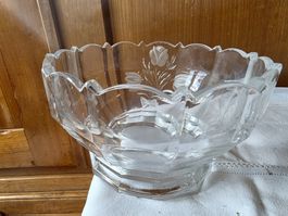 schwere Vintage Kristall Glas Schale Schüssel 23 cm x 13 cm
