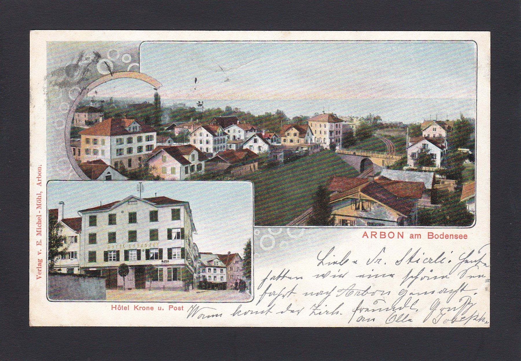 Cartoline postali: ARBON - Hotel Krone und Post, 1902 – Usato da Reiden venduto da cinfis