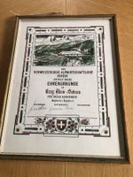 Ehrenurkunde Schweizerische Alpwirtschaft 1975 gerahmt