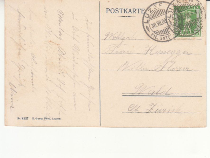 Cartoline postali: Luzern 1908 – Usato da Bürglen TG venduto da StampGraf 1