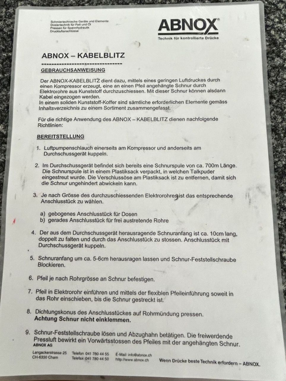 Tutte le macchine: ABNOX Kabelblitz Kabeleinzugsgerät Typ EZ - 50 – Usato da Malters venduto da DPHandel 9